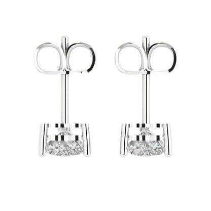 1.5cttw Heart Cut Moissanite Gold-Plated 925 Silver Push Back Stud Earrings