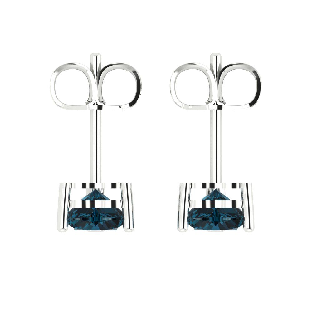 1.5cttw Heart Cut Natural London Blue Topaz Gold-Plated 925 Silver Push Back Stud Earrings
