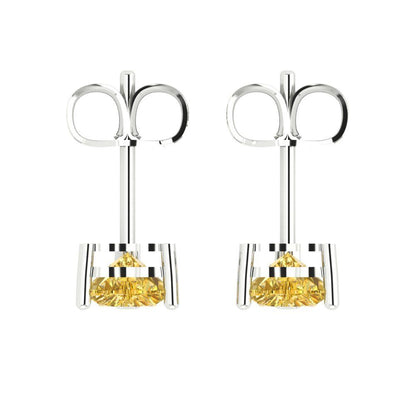 1.5cttw Heart Cut Simulated Yellow Diamond Gold-Plated 925 Silver Push Back Stud Earrings
