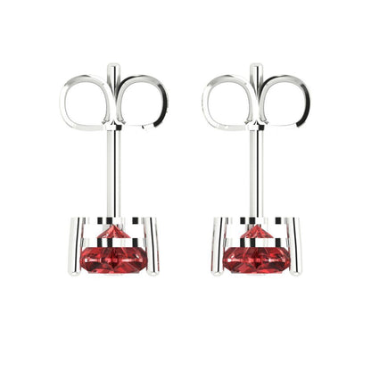 1.5 ctw Garnet Studs Earrings | 6.0mm Heart Cut White Gold Push back | January Birthstone