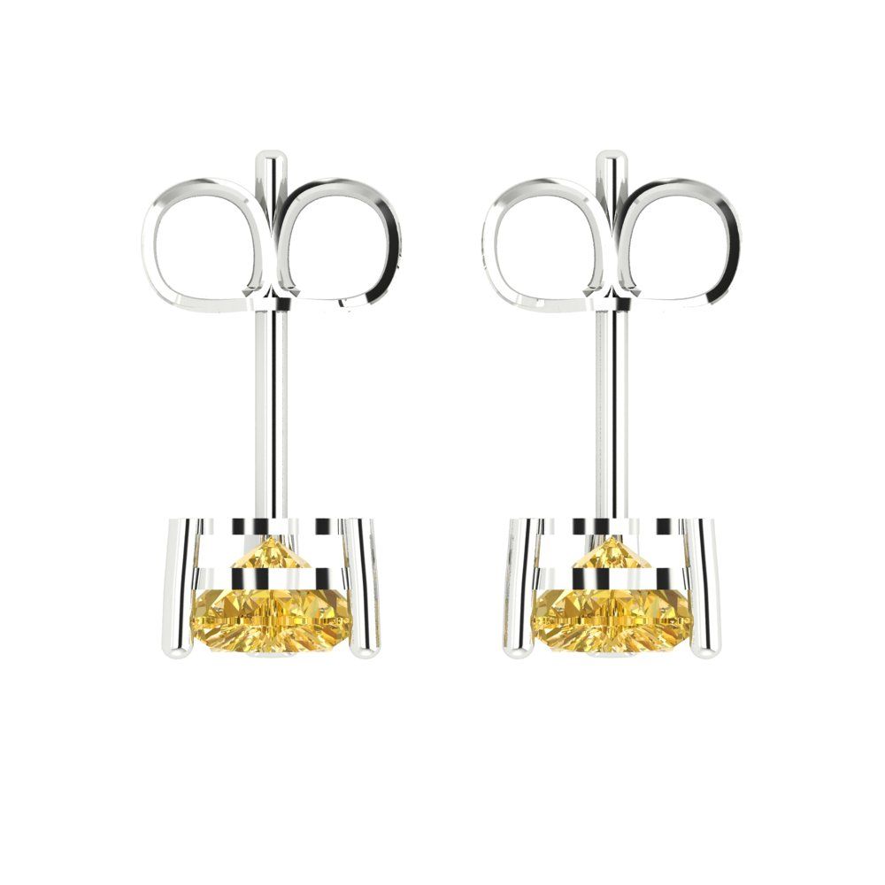 1.5 ctw Citrine Studs Earrings | 6.0mm Heart Cut White Gold Push back | November Birthstone