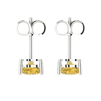 1.5 ctw Citrine Studs Earrings | 6.0mm Heart Cut White Gold Push back | November Birthstone