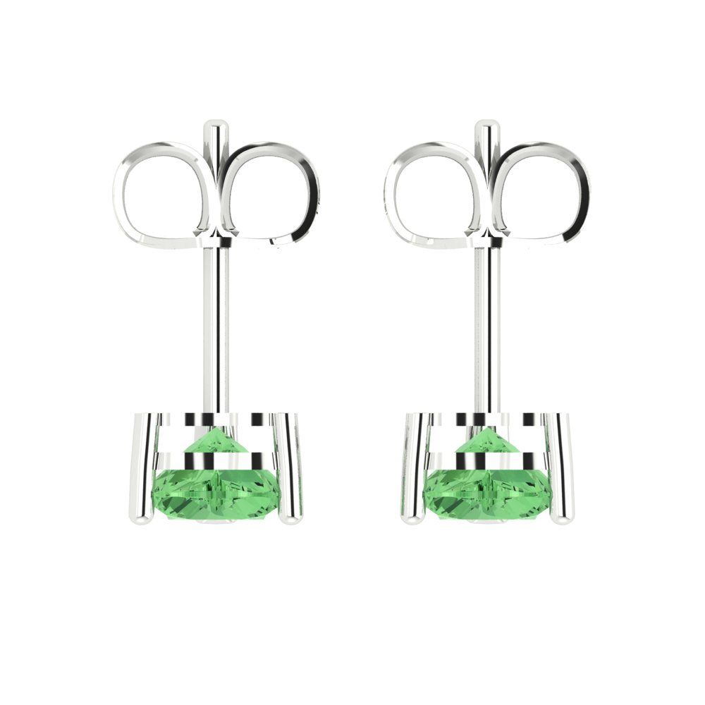 1.5 ctw Green Zirconia Studs Earrings | 6.0mm Heart Cut White Gold Push back | April Birthstone