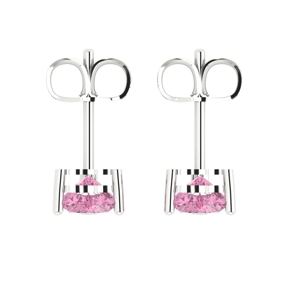 1.5cttw Heart Cut Simulated Pink Diamond Gold-Plated 925 Silver Push Back Stud Earrings
