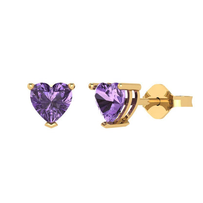 1 ctw Alexandrite Studs Earrings | 5mm Heart Cut White Gold Push back | June Birthstone