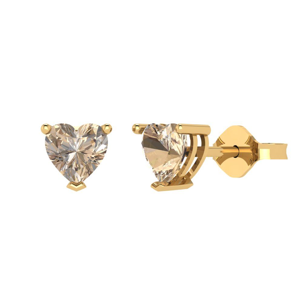 1cttw Heart Cut Yellow Moissanite Gold-Plated 925 Silver Push Back Stud Earrings