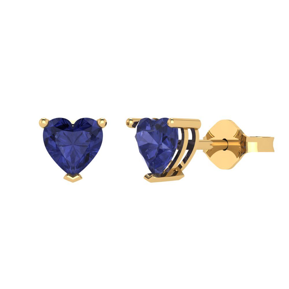 1 ctw Tanzanite Studs Earrings | 5mm Heart Cut White Gold Push back | December Birthstone