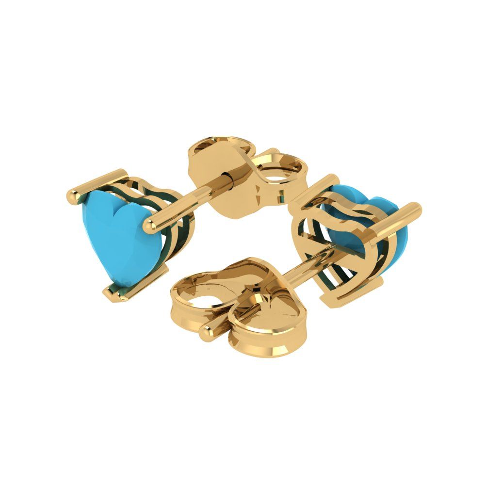 1 ctw Turquoise Studs Earrings | 5mm Heart Cut White Gold Push back | December Birthstone