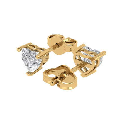 1cttw Heart Cut Moissanite Gold-Plated 925 Silver Push Back Stud Earrings