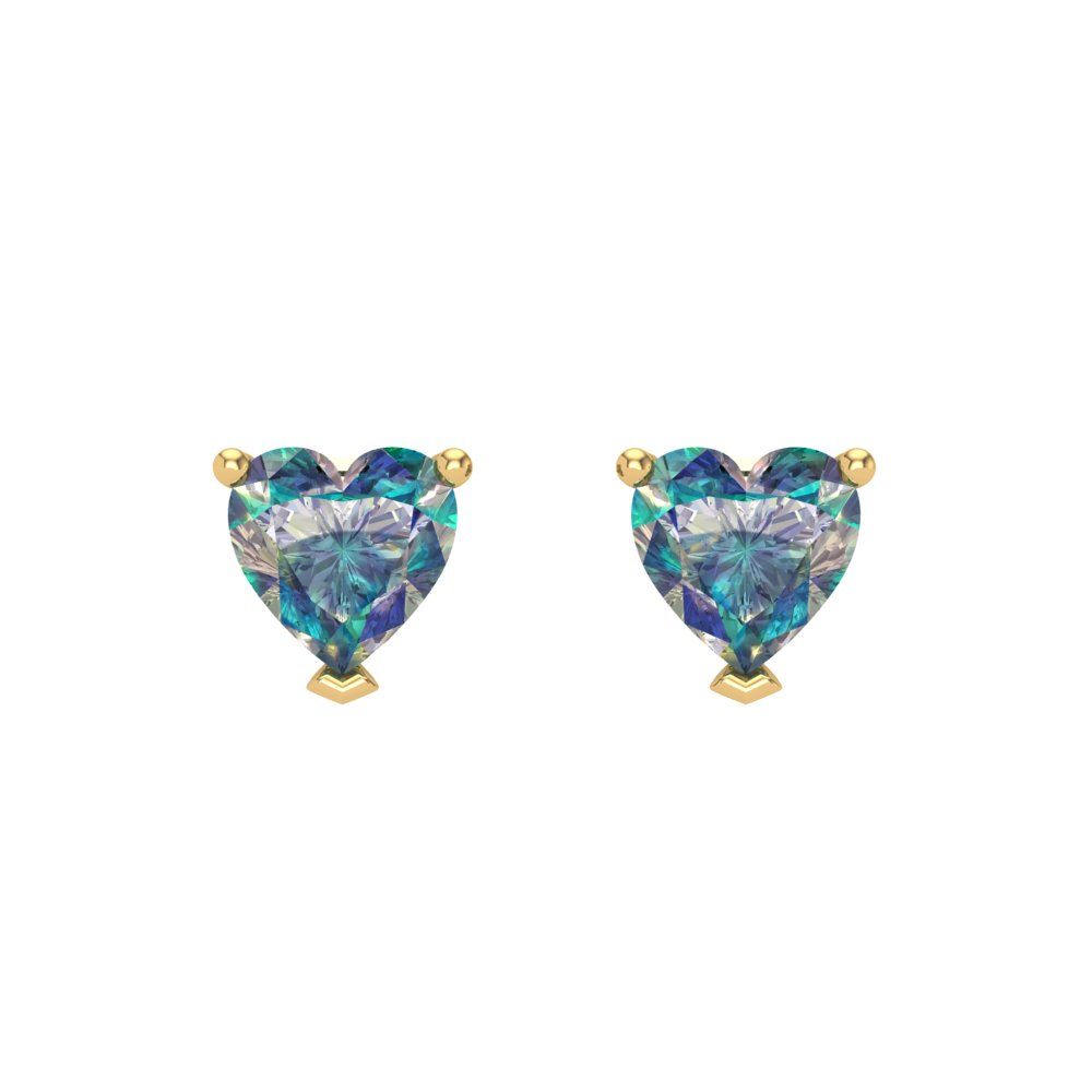 1cttw Heart Cut Blue Moissanite Gold-Plated 925 Silver Push Back Stud Earrings
