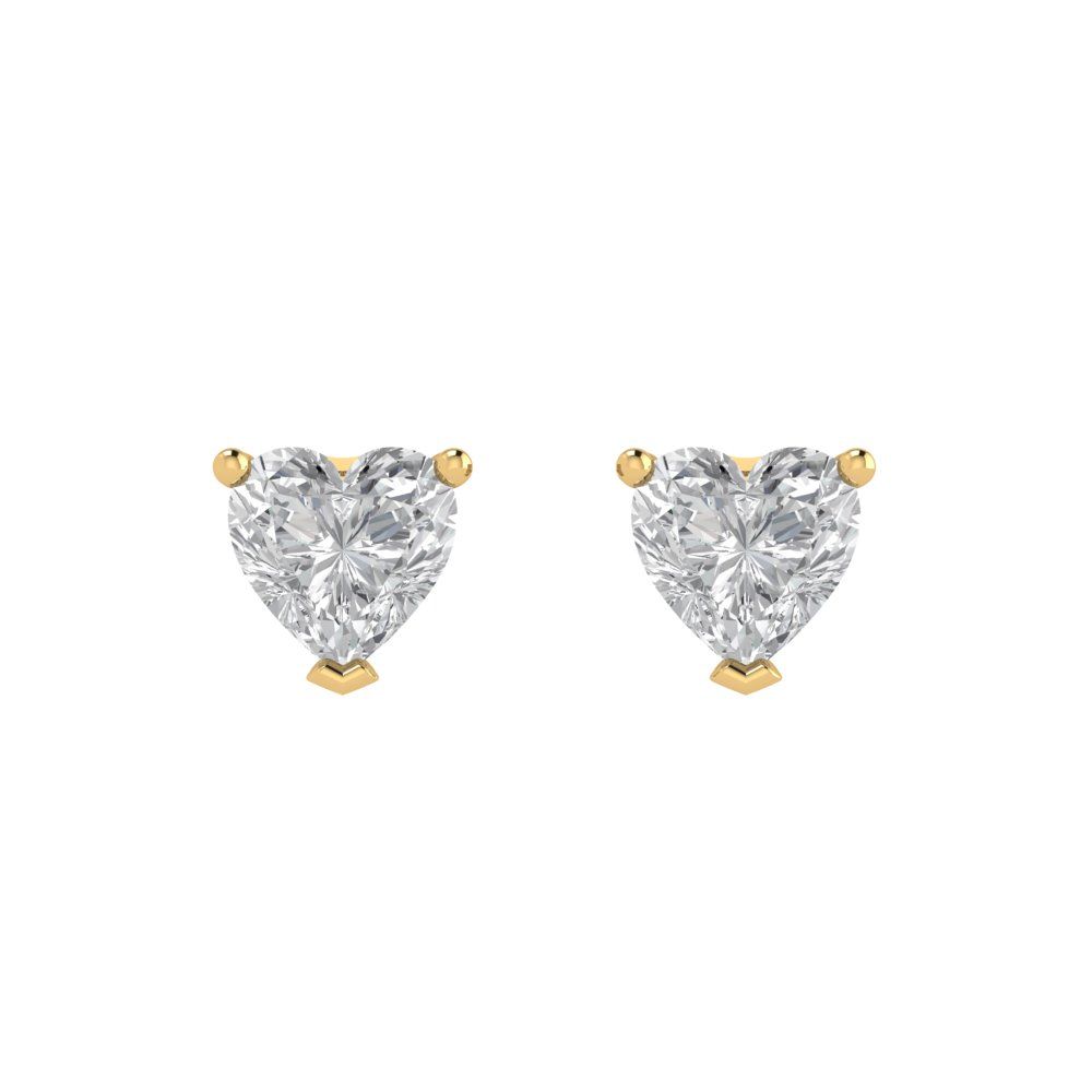 1cttw Heart Cut Simulated Diamond Gold-Plated 925 Silver Push Back Stud Earrings