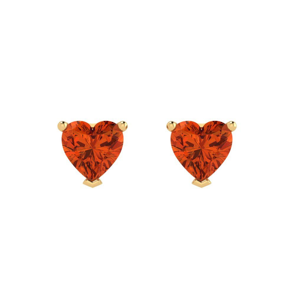 1 ctw Red Zirconia Studs Earrings | 5mm Heart Cut White Gold Push back | April Birthstone