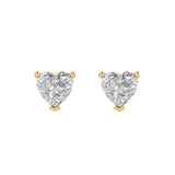 1.0 ct Brilliant Heart Cut Studs Natural Diamond Stone Clarity SI1-2 Color G-H Yellow Gold Earrings Push back