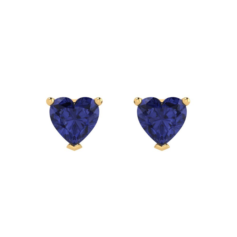 1cttw Heart Cut Simulated Tanzanite Gold-Plated 925 Silver Push Back Stud Earrings