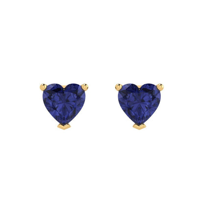 1cttw Heart Cut Simulated Tanzanite Gold-Plated 925 Silver Push Back Stud Earrings