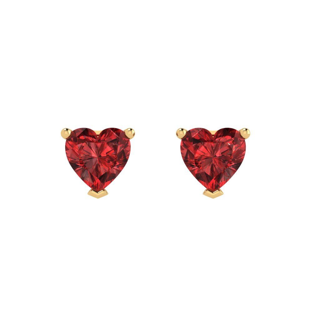 1cttw Heart Cut Natural Garnet Gold-Plated 925 Silver Push Back Stud Earrings