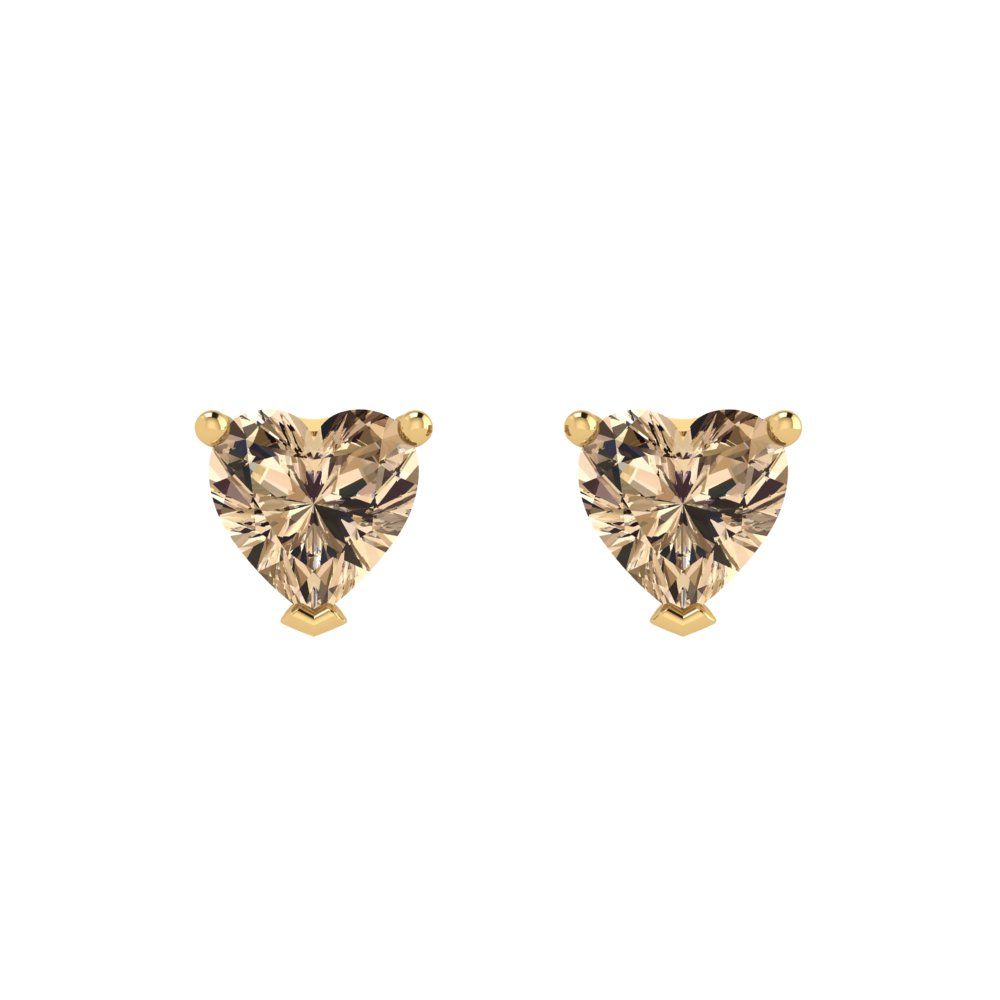 1cttw Heart Cut Yellow Moissanite Gold-Plated 925 Silver Push Back Stud Earrings