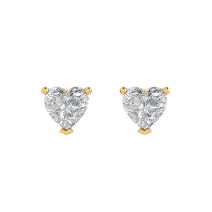 1 ctw White Sapphire Studs Earrings | 5mm Heart Cut White Gold Push back | April Birthstone
