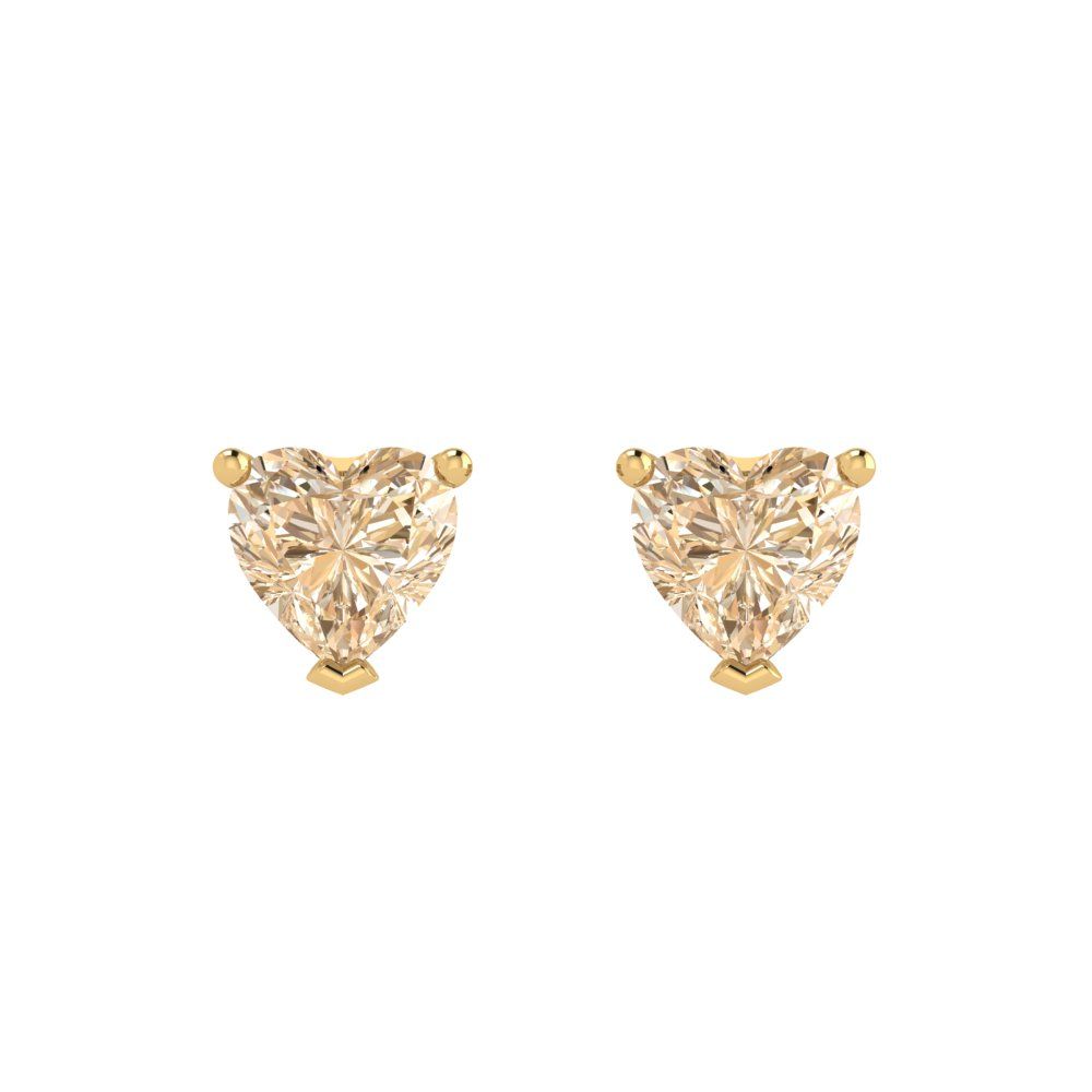 1 ctw Morganite Studs Earrings | 5mm Heart Cut White Gold Push back | February Birthstone