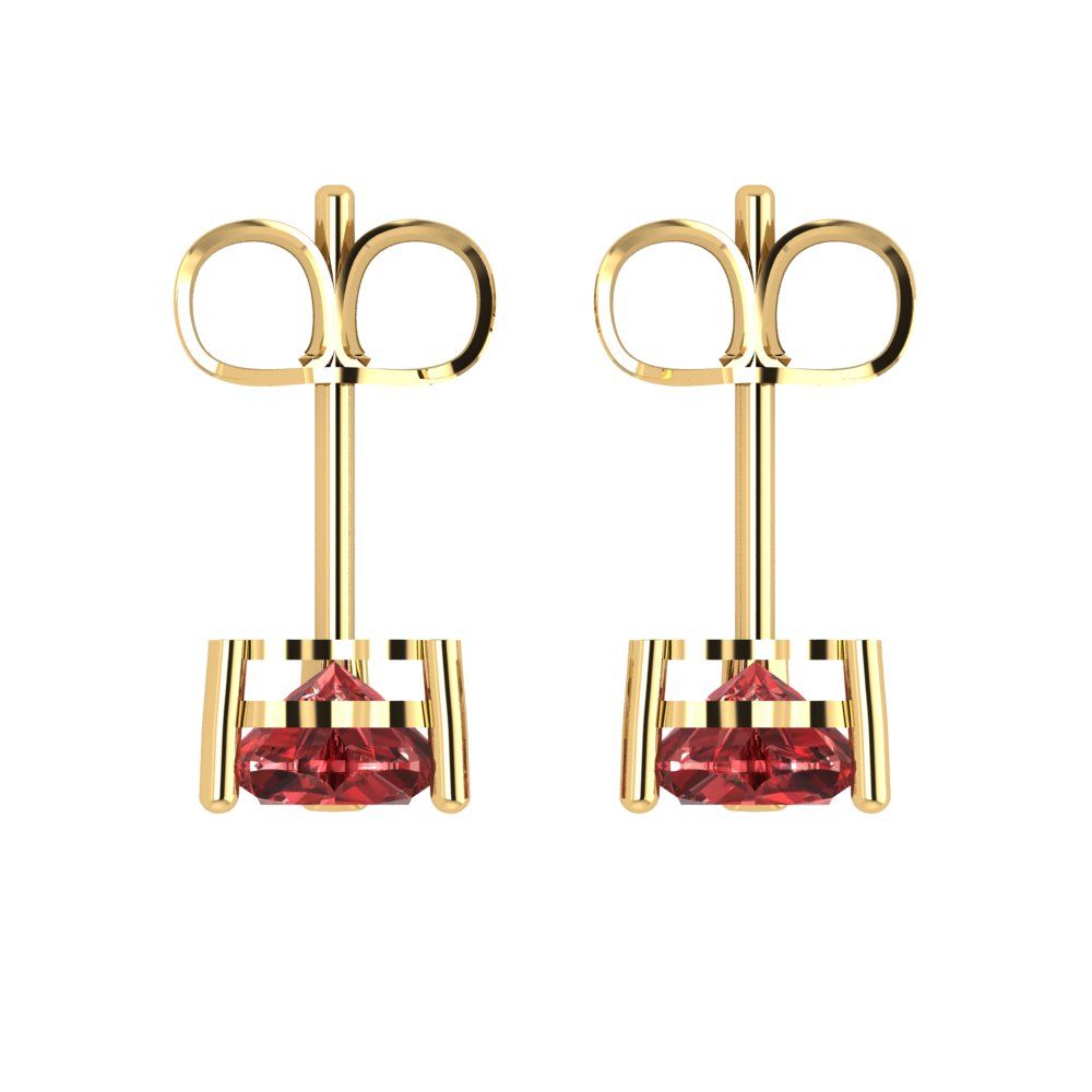 1 ctw Garnet Studs Earrings | 5mm Heart Cut White Gold Push back | January Birthstone