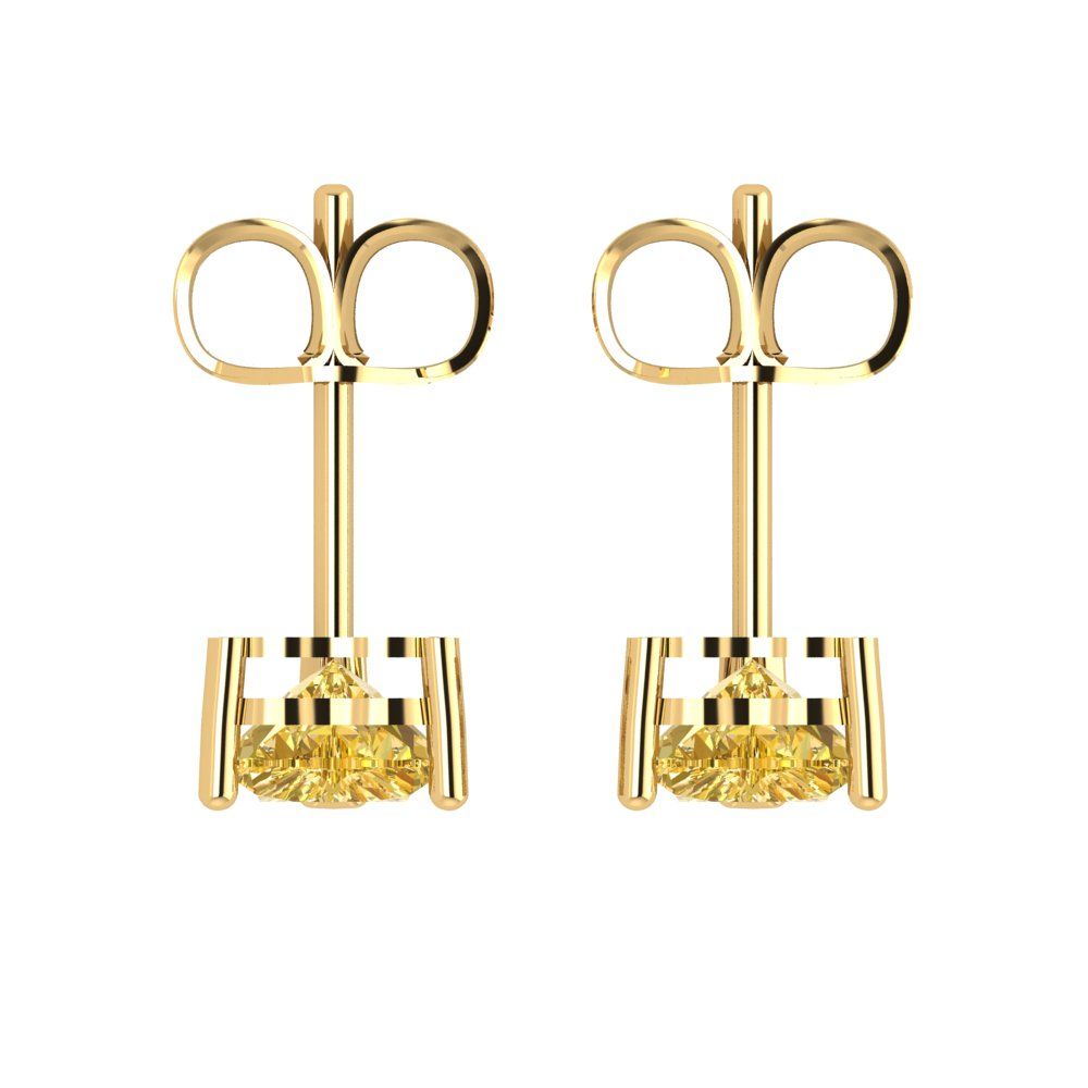 1 ctw Citrine Studs Earrings | 5mm Heart Cut White Gold Push back | November Birthstone