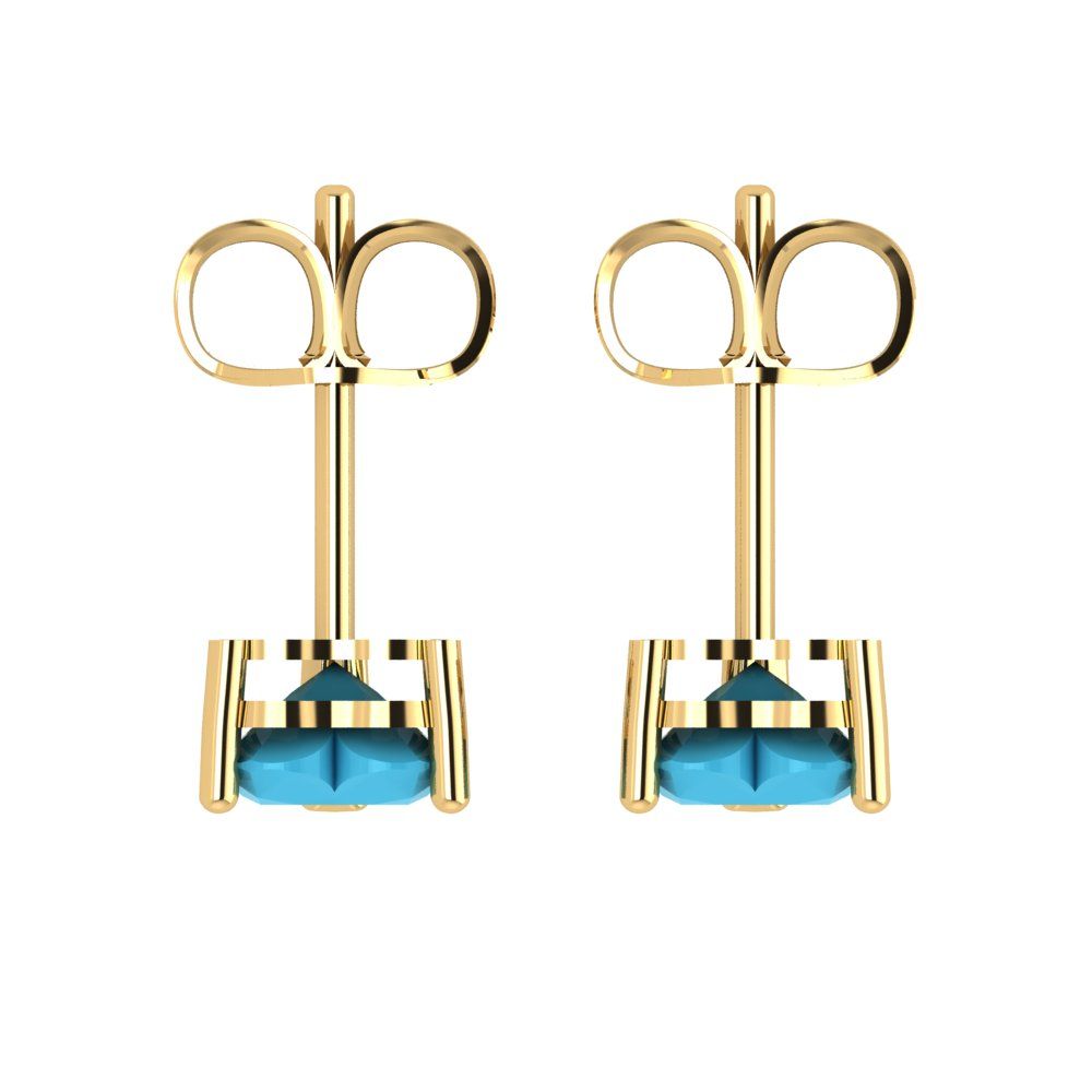 1 ctw Turquoise Studs Earrings | 5mm Heart Cut White Gold Push back | December Birthstone