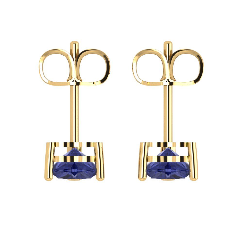 1 ctw Tanzanite Studs Earrings | 5mm Heart Cut White Gold Push back | December Birthstone