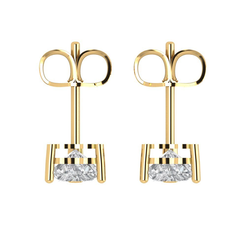 1cttw Heart Cut Simulated Diamond Gold-Plated 925 Silver Push Back Stud Earrings