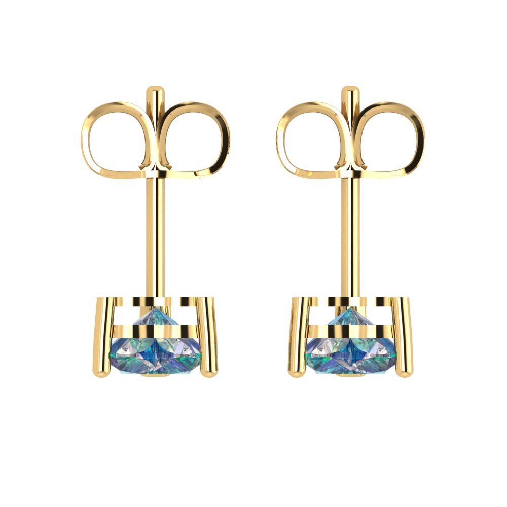 1 ctw Blue Moissanite Studs Earrings | 5mm Heart Cut White Gold Push back | April Birthstone