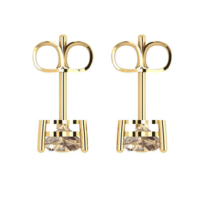 1cttw Heart Cut Yellow Moissanite Gold-Plated 925 Silver Push Back Stud Earrings