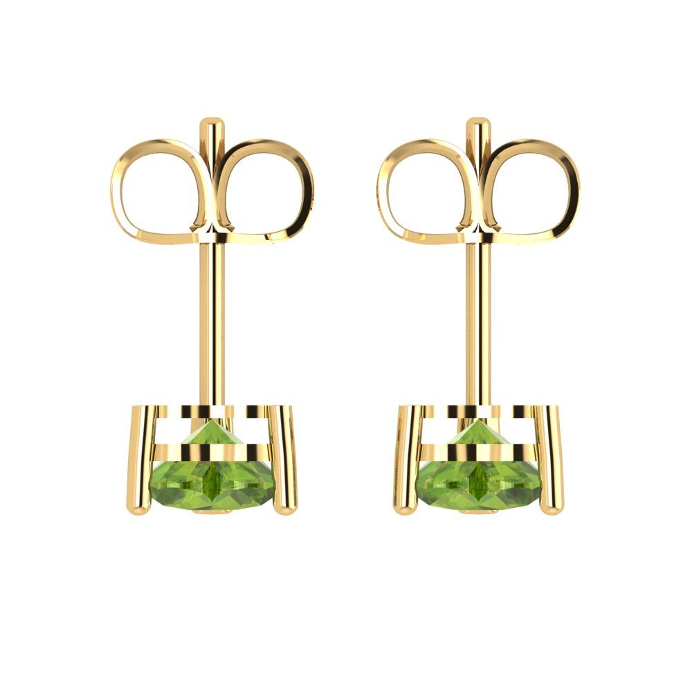 1 ctw Peridot Studs Earrings | 5mm Heart Cut White Gold Push back | August Birthstone