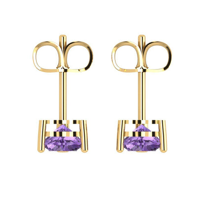 1 ctw Alexandrite Studs Earrings | 5mm Heart Cut White Gold Push back | June Birthstone