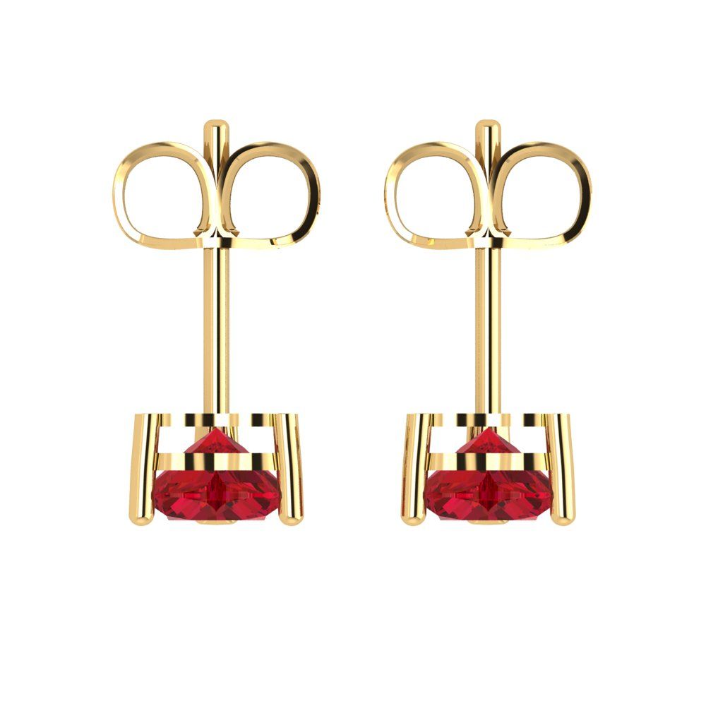 1 ctw Ruby Studs Earrings | 5mm Heart Cut White Gold Push back | July Birthstone