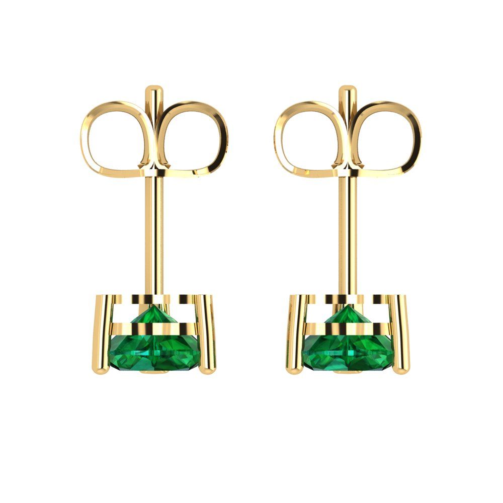 1 ctw Emerald Studs Earrings | 5mm Heart Cut White Gold Push back | May Birthstone