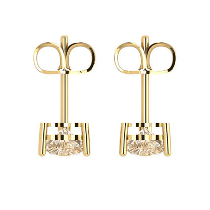 1 ctw Morganite Studs Earrings | 5mm Heart Cut White Gold Push back | February Birthstone