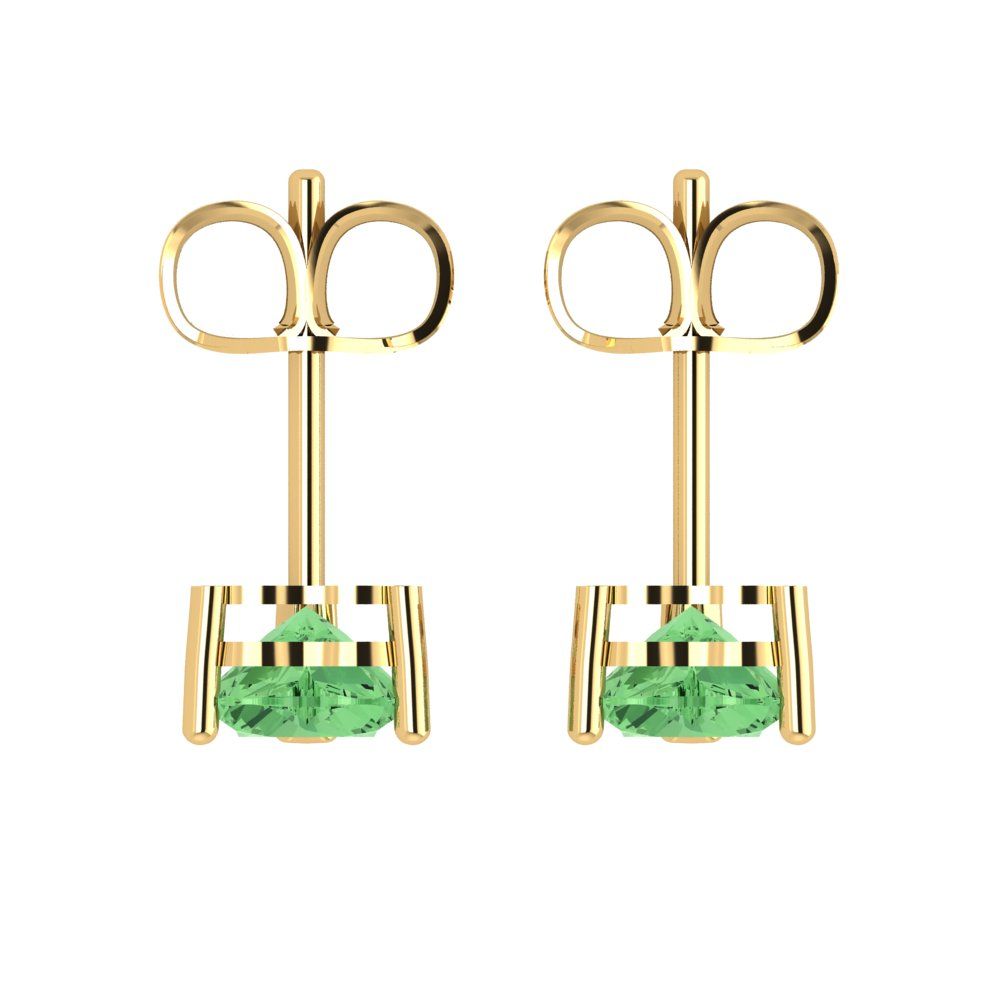 1 ctw Green Zirconia Studs Earrings | 5mm Heart Cut White Gold Push back | April Birthstone