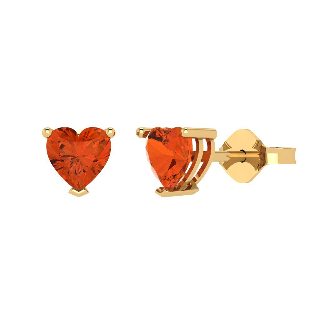1.5cttw Heart Cut Simulated Red Diamond Gold-Plated 925 Silver Push Back Stud Earrings