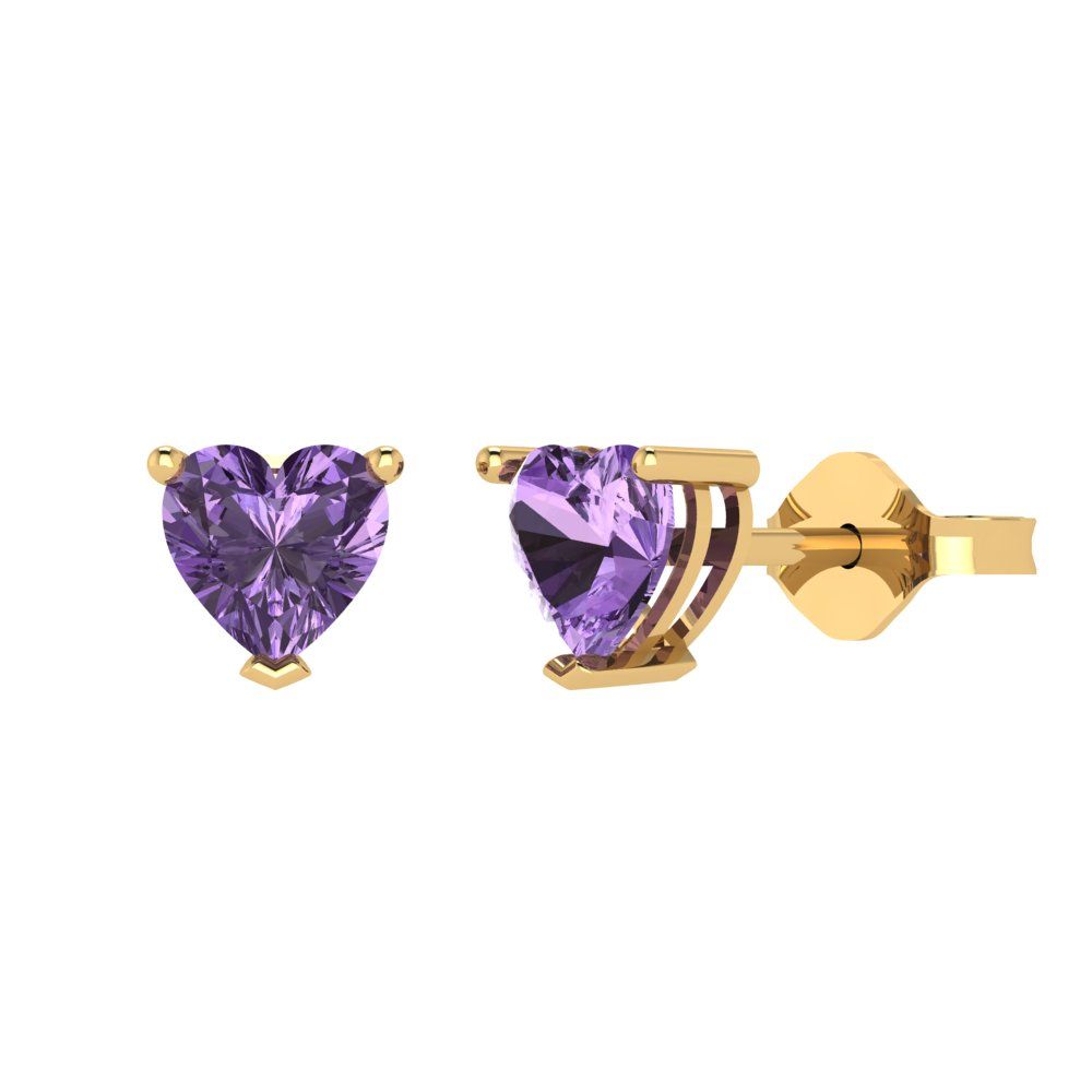 1.5 ctw Alexandrite Studs Earrings | 6.0mm Heart Cut White Gold Push back | June Birthstone
