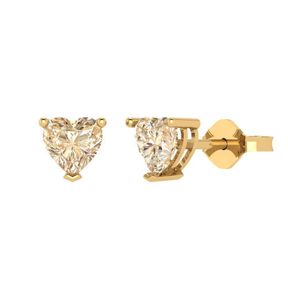 1.5cttw Heart Cut Natural Morganite Gold-Plated 925 Silver Push Back Stud Earrings