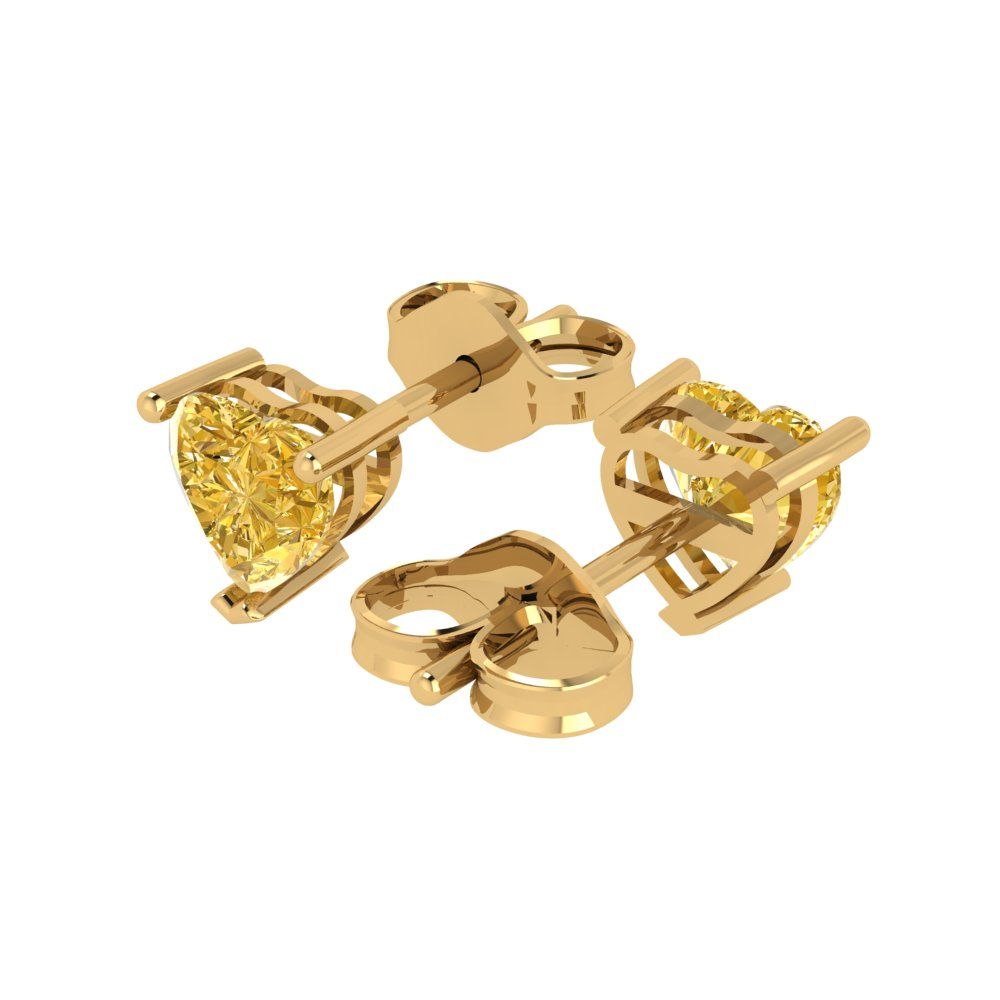 1.5cttw Heart Cut Natural Citrine Gold-Plated 925 Silver Push Back Stud Earrings