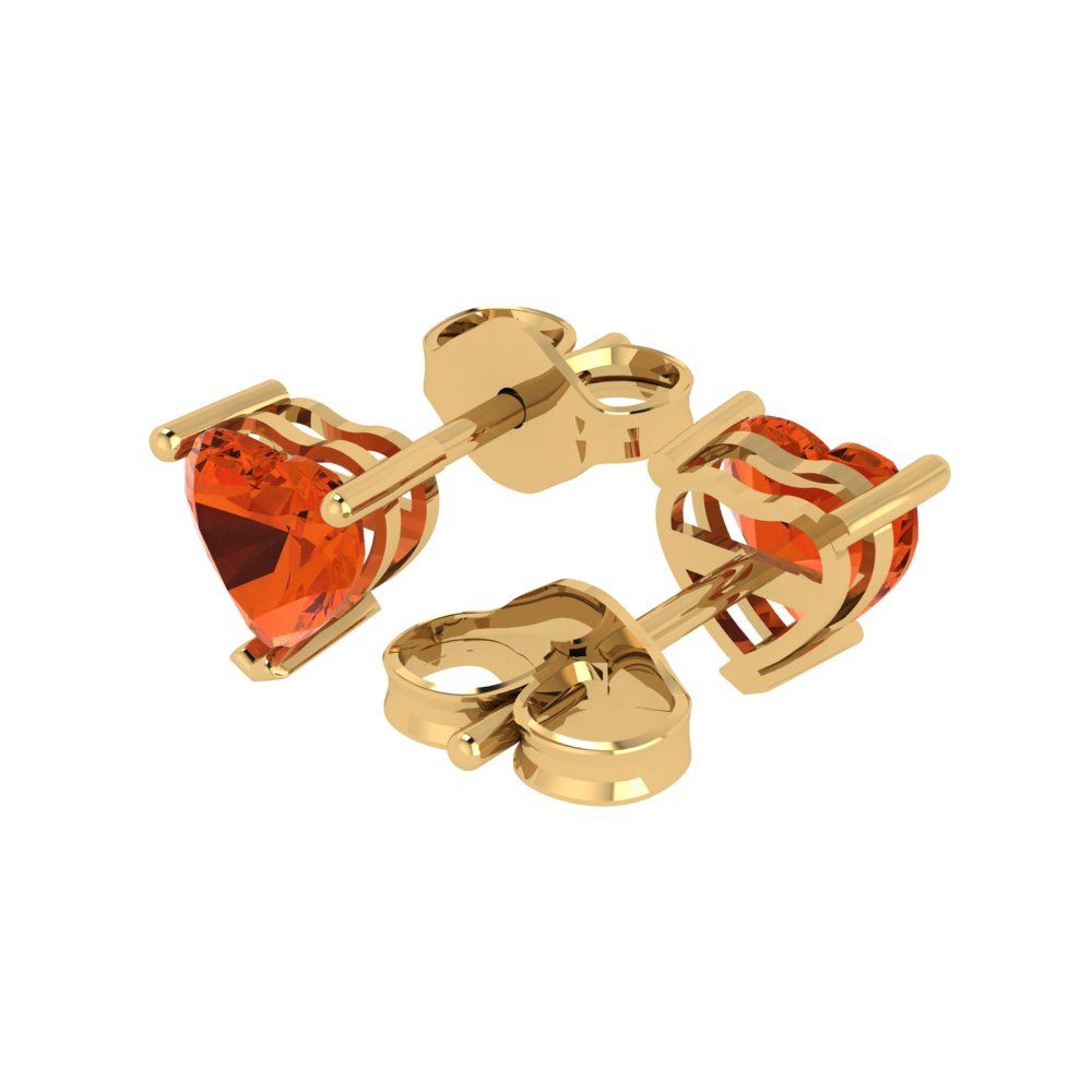 1.5cttw Heart Cut Simulated Red Diamond Gold-Plated 925 Silver Push Back Stud Earrings
