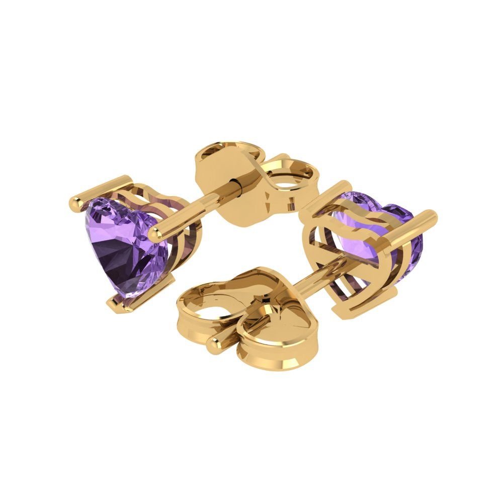 1.5 ctw Alexandrite Studs Earrings | 6.0mm Heart Cut White Gold Push back | June Birthstone