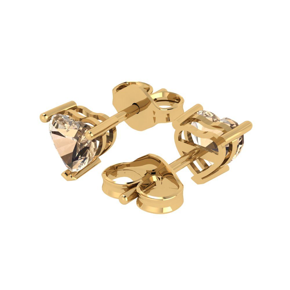 1.5cttw Heart Cut Yellow Moissanite Gold-Plated 925 Silver Push Back Stud Earrings