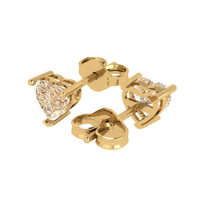 1.5cttw Heart Cut Natural Morganite Gold-Plated 925 Silver Push Back Stud Earrings