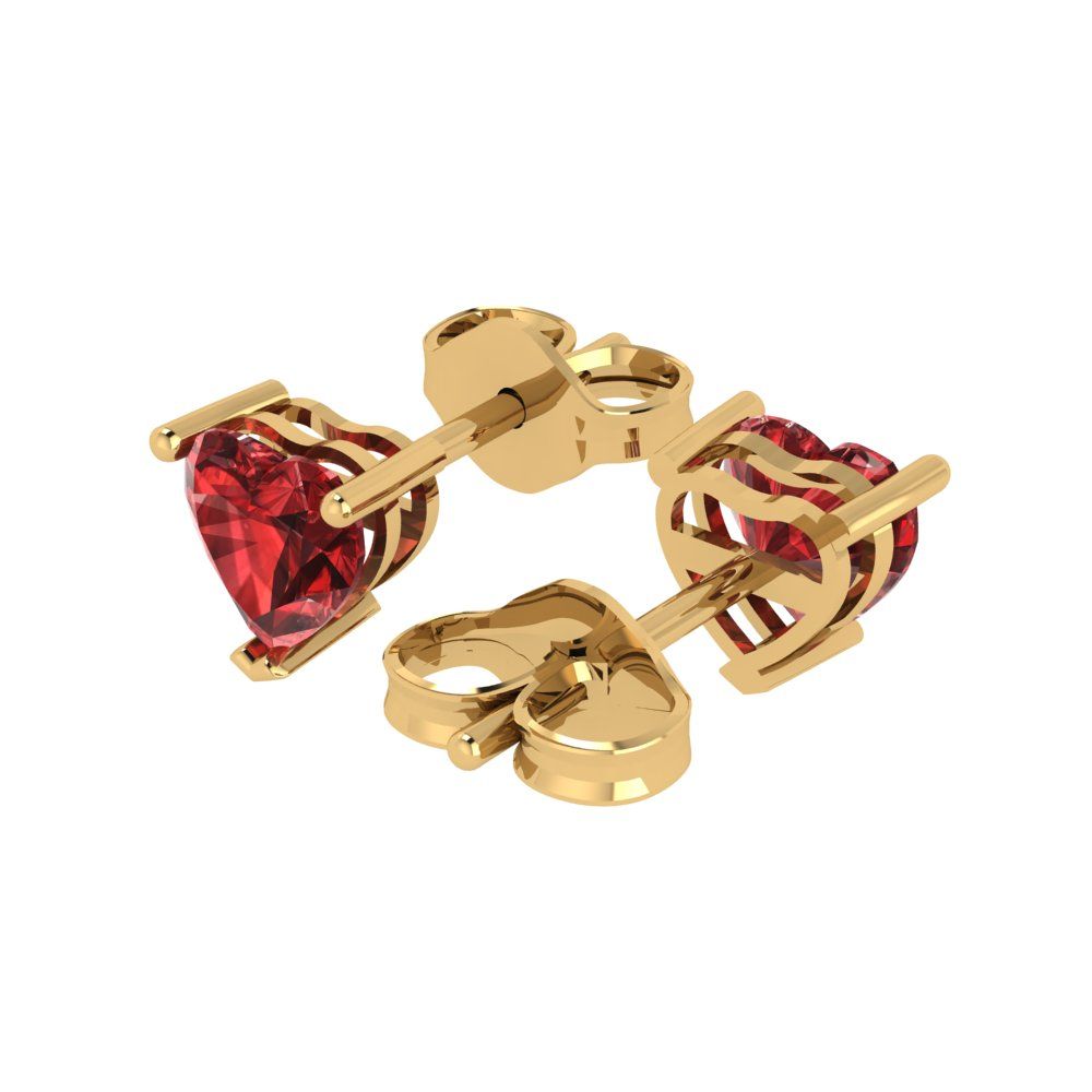 1.5 ctw Garnet Studs Earrings | 6.0mm Heart Cut White Gold Push
