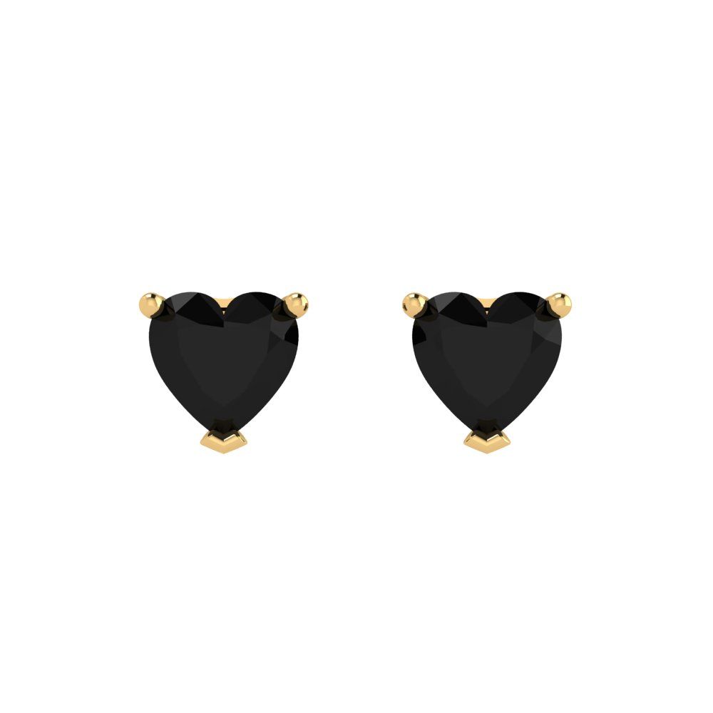 1.5cttw Heart Cut Natural Onyx Gold-Plated 925 Silver Push Back Stud Earrings