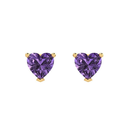 1.5cttw Heart Cut Simulated Alexandrite Gold-Plated 925 Silver Push Back Stud Earrings