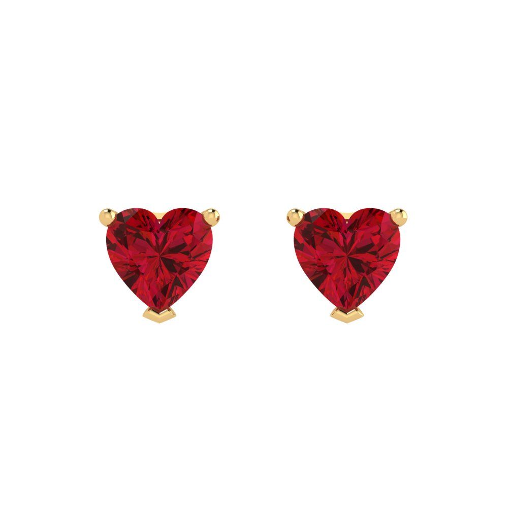 1.5cttw Heart Cut Simulated Ruby Gold-Plated 925 Silver Push Back Stud Earrings