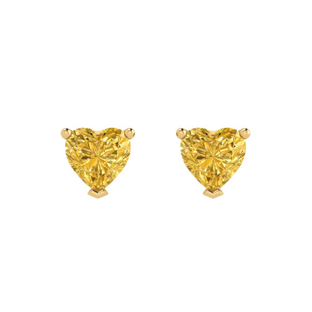 1.5 ctw Citrine Studs Earrings | 6.0mm Heart Cut White Gold Push back | November Birthstone