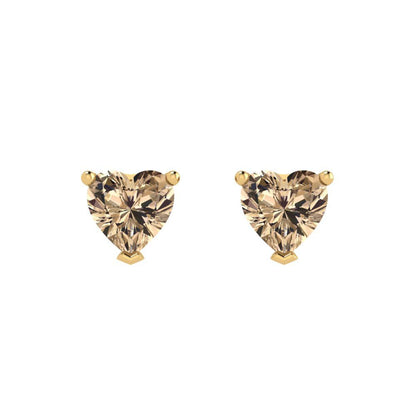 1.5cttw Heart Cut Yellow Moissanite Gold-Plated 925 Silver Push Back Stud Earrings